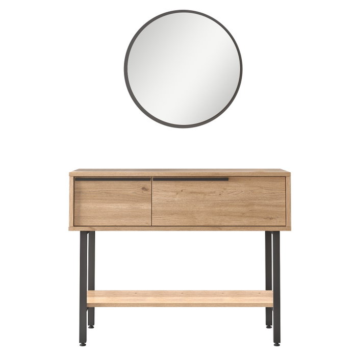 Hanah Home On12-S Aparador de Nogal con Espejo 100x76x29.5cm Tablero Melamina Patas Metal